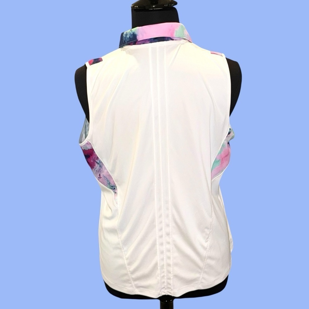 SLAZENGER Women’s Marble Pin Tuck Sleeveless Golf Polo - Multi Marble White XXL - Picture 4 of 13